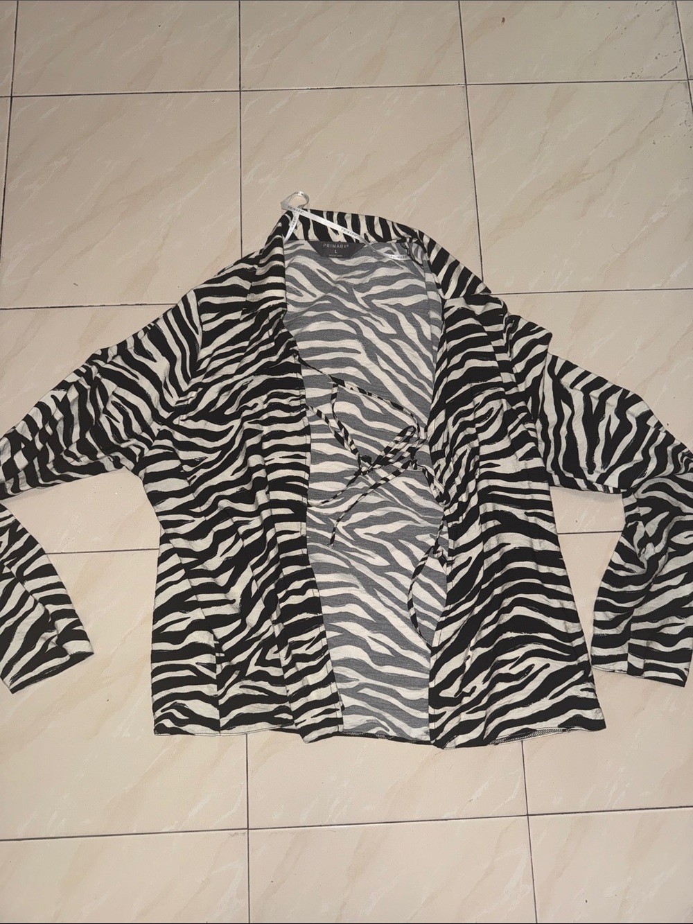 Women's Zebra Print Open Front Black & White